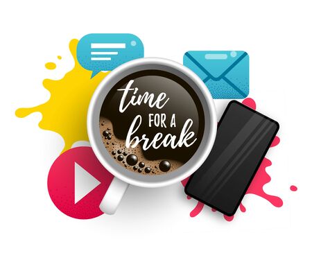 Time for a break vector illustration with coffeeのイラスト素材