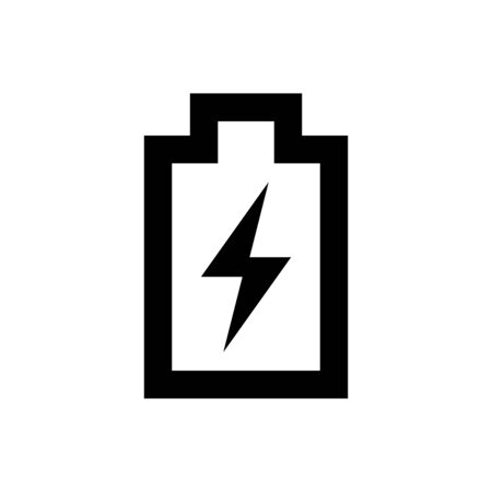 Battery load icon. Simple black charge indicator sign, accumulator  isolated on white background....