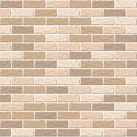 Realistic Vector brick wall seamless pattern. Flat wall texture. Light yellow textured brick background for print, paper, design, decor, photo background.のイラスト素材