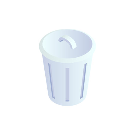 Isometric Bin Icon. Vector trash can, 3d Recycle Bin sign. Garbage bin computer sign isolated on white background.のイラスト素材