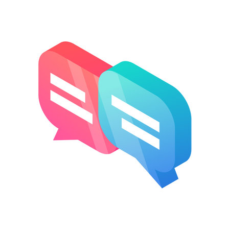 Isometric Chat icon, speech bubble symbol. 3d Online text message vector sign. Social Media illustration for web site design, app, design, infographics, logo, UI.のイラスト素材