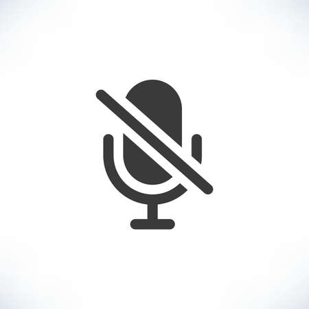 Mute Microphone simple icon. Speaker sign, No microphone symbol. Muted studio microphone vector illustration isolated on white background.のイラスト素材