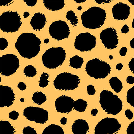 Vector cheetah skin seamless pattern. Abstract wild animal leopard spots, hand drawn texture for...