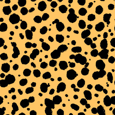 Vector cheetah skin seamless pattern. Trendy wild animal leopard spots, hand drawn yellow texture for fashion print design, fabric, cover, wrapping paper, background, wallpaperのイラスト素材