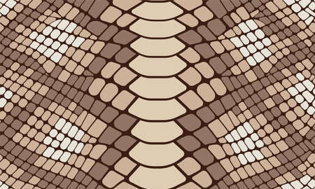 Trendy snake skin vector seamless pattern. Hand drawn wild animal reptile skin, natural brown python repeat texture for fashion print design, fabric, textile, wrapping paper, background, wallpaperのイラスト素材