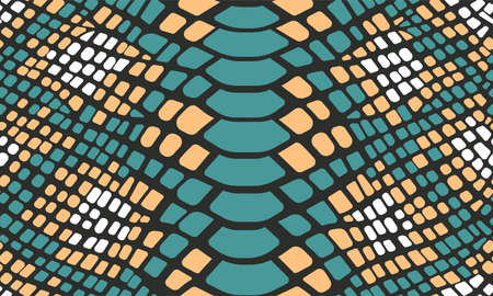 Trendy snake skin vector seamless pattern. Hand drawn wild animal reptile skin, green snake repeat...