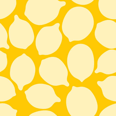 Vector Lemon seamless pattern. Simple summer fresh whole fruits silhouettes, lemons print on yellow background. Lemonade repeat texture for tropical wallpaper, textile, wrapping paper, fabricのイラスト素材