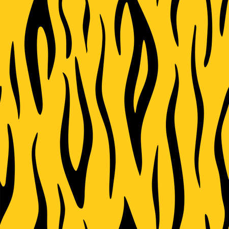 Tiger leather print background. Vector wild animal skin texture, black stripes pattern on yellow background. Abstract jungle safari wallpapers.のイラスト素材