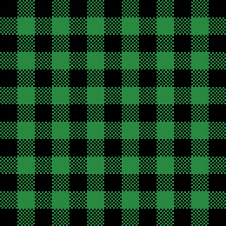 Buffalo Plaid seamless patten. Vector checkered Christmas green plaid textured background. Traditional fabric print. Flannel plaid texture for fashion, design. St. Patricks Day print.のイラスト素材