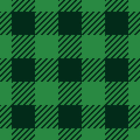 Green Buffalo Plaid seamless patten. Vector checkered Christmas green plaid textured background....