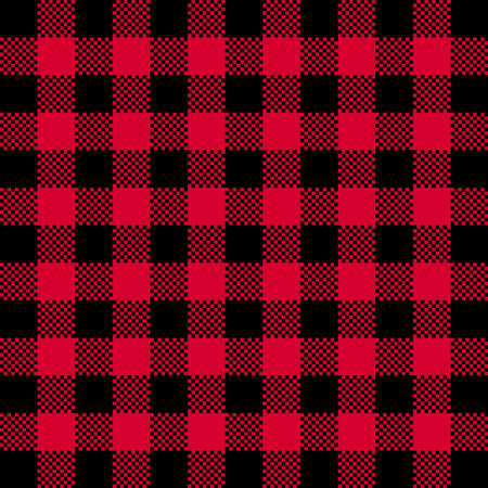 Buffalo Plaid seamless patten. Vector checkered black and red plaid texture. Traditional Christmas fabric print. Flannel gingham plaid background for fashion, print, designのイラスト素材