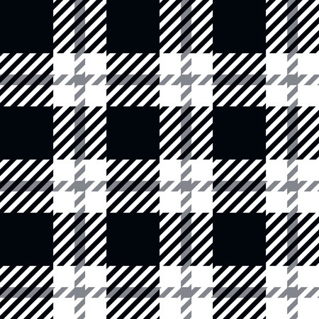 Tartan Plaid seamless patten. Vector black and white check plaid textured background. Traditional...