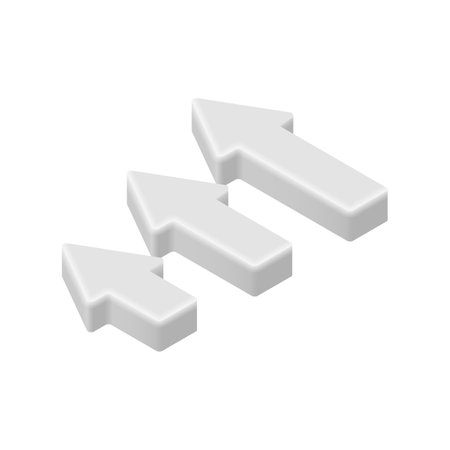 3D graph arrows icon. Vector isometric chart, data visualization element. 3 arrows isolated on white background. 3D marketing design element, Business, financial infographics for app, web, advert.のイラスト素材