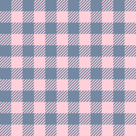 Buffalo Plaid seamless patten. Vector checkered pink and gray plaid textured background. Traditional gingham fabric print. Flannel winter plaid texture for fashion, print, designのイラスト素材