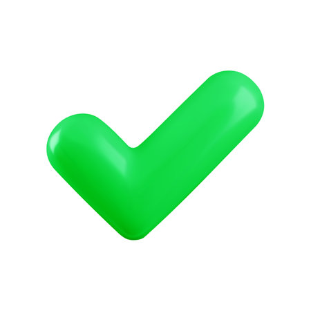 Vector 3d Check mark realistic icon. Trendy glass green checkmark sign, glossy select icon isolated on white background. 3d render tick symbol illustration for web button, app, design.のイラスト素材