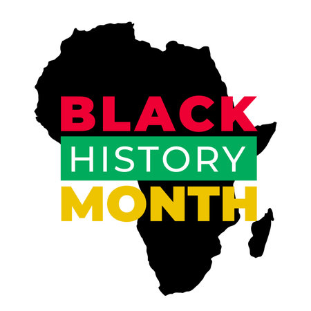 Black History Month. Vector African American History Design Element with Africa map for poster, print, card, banner, background.のイラスト素材
