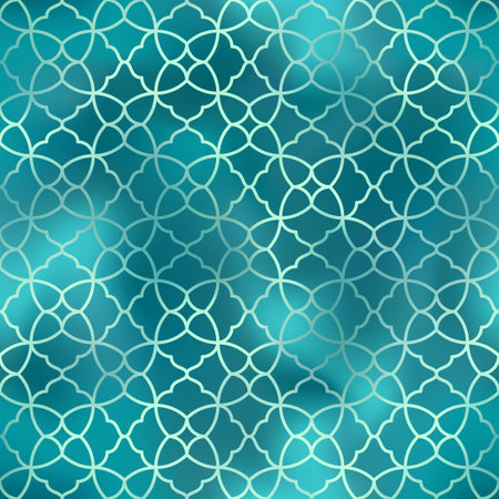 Arabic style seamless pattern. Vector green oriental ornament on gradient background. Islamic traditional texture for backgrounds, wallpapers, textile patterns, decorationのイラスト素材