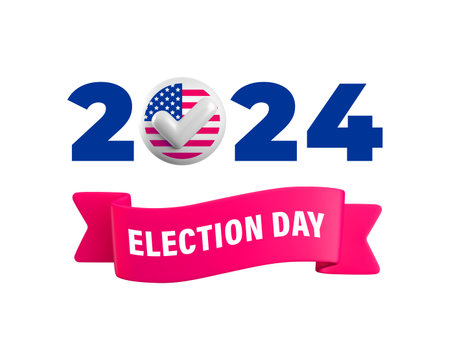 Vector USA Presidential Election Day 2024 design. US president voting campaign template for banner, background, poster.のイラスト素材