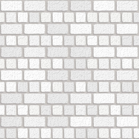 Realistic vector white English brick wall seamless pattern. Flat light grey wall texture. Simple grunge stone, textured brick background for print, paper, design, decor, photo background.のイラスト素材