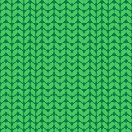 Vector Christmas knitted seamless pattern. Green knit texture. Knitted wool fabric texture for background, wrapping paper, textile design, decoration.のイラスト素材