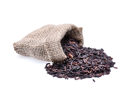 black rice isolated on white backgroundの写真素材