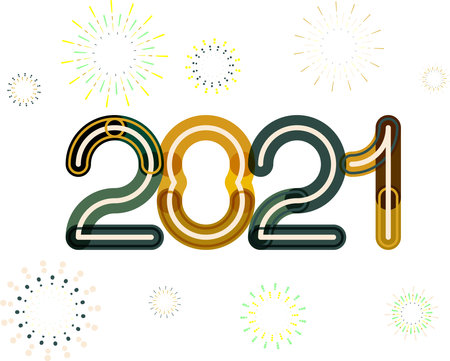 happy new year, colored 2021 numbers, design elements for new year decor, 2021 vectorのイラスト素材