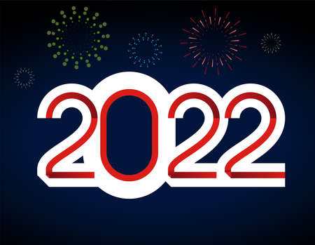 happy new year, colored 2022 numbers, design elements for new year decor, 2022 vectorのイラスト素材
