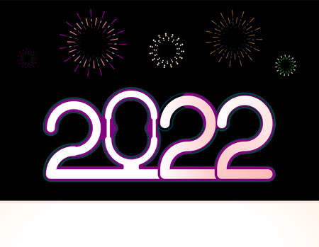 happy new year, colored 2022 numbers, design elements for new year decor, 2022 vectorのイラスト素材