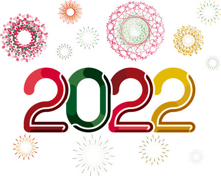 happy new year, colored 2022 numbers, design elements for new year decor, 2022 vectorのイラスト素材