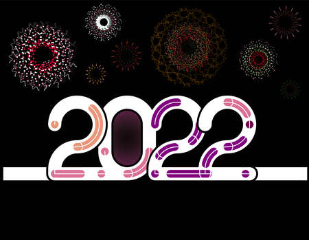 happy new year, colored 2022 numbers, design elements for new year decor, 2022 vectorのイラスト素材