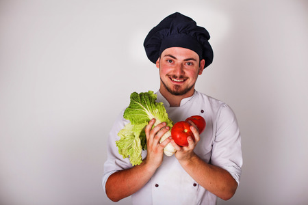 cook on a white background with space for writingの写真素材