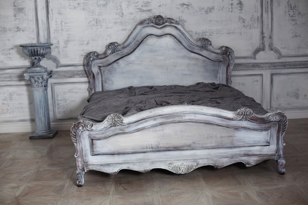 luxurious bed style borokko in a spacious beautiful interior designの写真素材