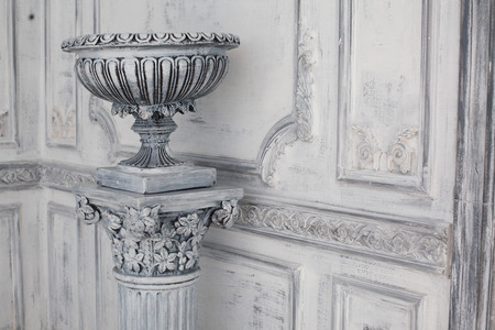 Luxury stone vase in the interior of the baroque