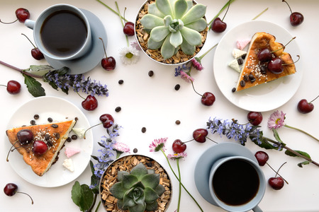 Homemade delicious breakfast with coffee.の写真素材