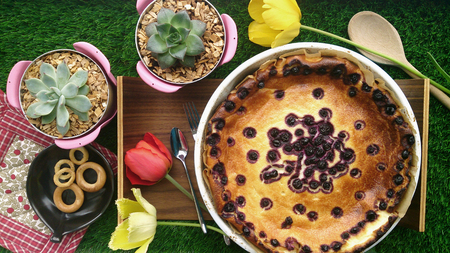 Cheesecake. Delicious Breakfast.の写真素材