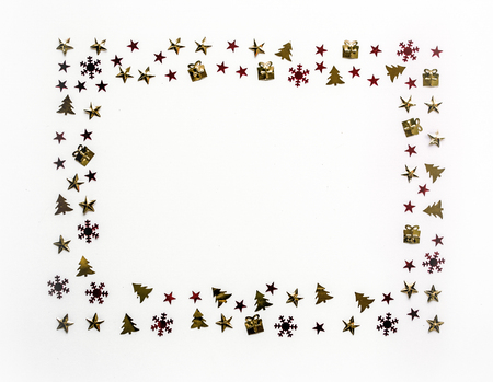 Christmas composition. A frame for presenting work or text. Beautiful greeting card. Copy spaceの写真素材