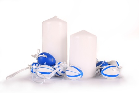 Easter Candle on white backgroundの写真素材