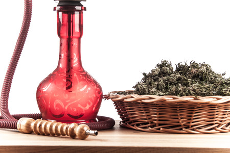 Red hookah on a white background
