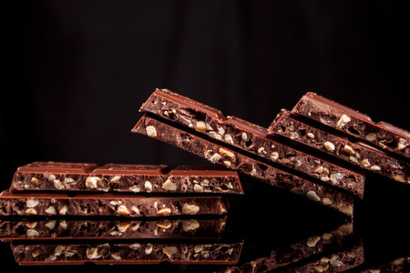 chocolate on a black backgroundの写真素材