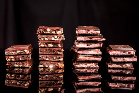 chocolate on a black backgroundの写真素材