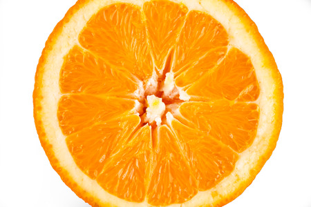 Orange detail - macro fruit, isolated on white background