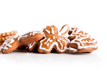 Christmas cookies on a white backgroundの写真素材