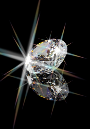 flashing stunning diamond on blackの写真素材
