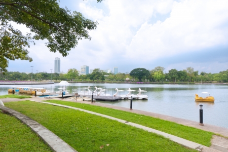 park in downtown of bangkokの写真素材