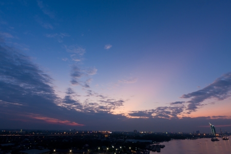 sunset sky over bangkok cityの写真素材