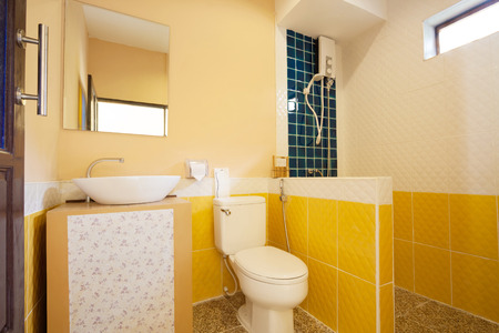 Toilet and bathroom in Banana Garden Beach, Koh Lanta, Krabi, Thailand.の写真素材