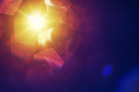 abstract sun with lens flare and pentagon bokeh.の写真素材