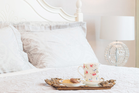 tea and cookies on classic tray.の写真素材