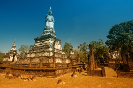 The ancient chedi in Si Satchanalai Historical Park, Sukhothai province, Thailand.の写真素材