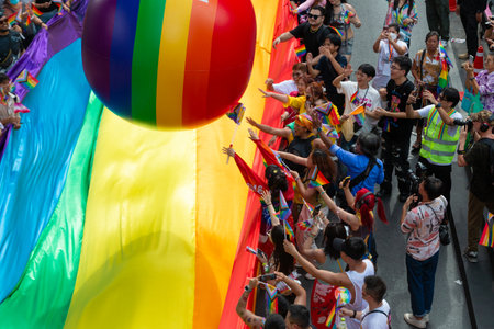 Bangkok, Thailand June 1 ,2024. LGBTQ+ parade in Bangkok Pride Festival 2024 Celebration Of Love, on Rama 1 road , Pathumwan district from the National Stadium to Central World Ratのeditorial素材